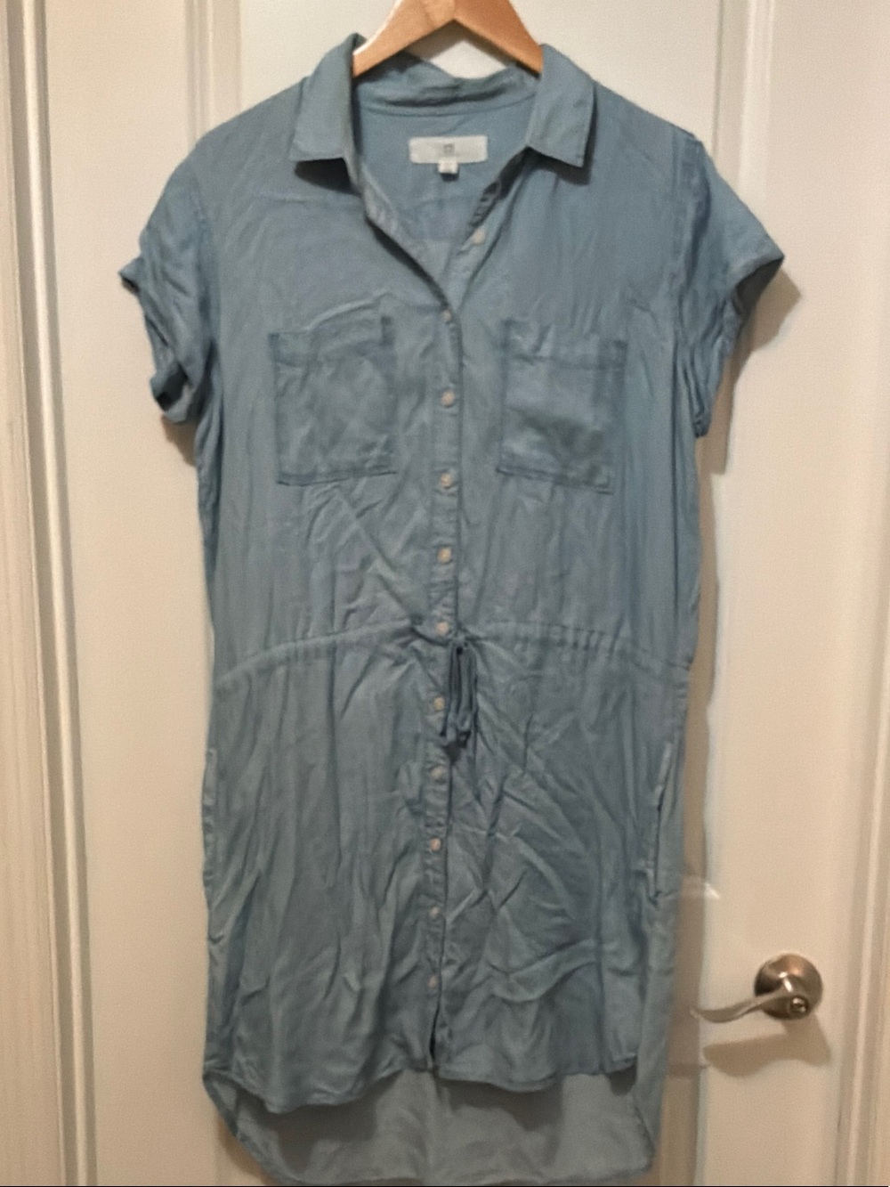 Thread & Supply Light Blue Button-Front Midi Shirt Dress